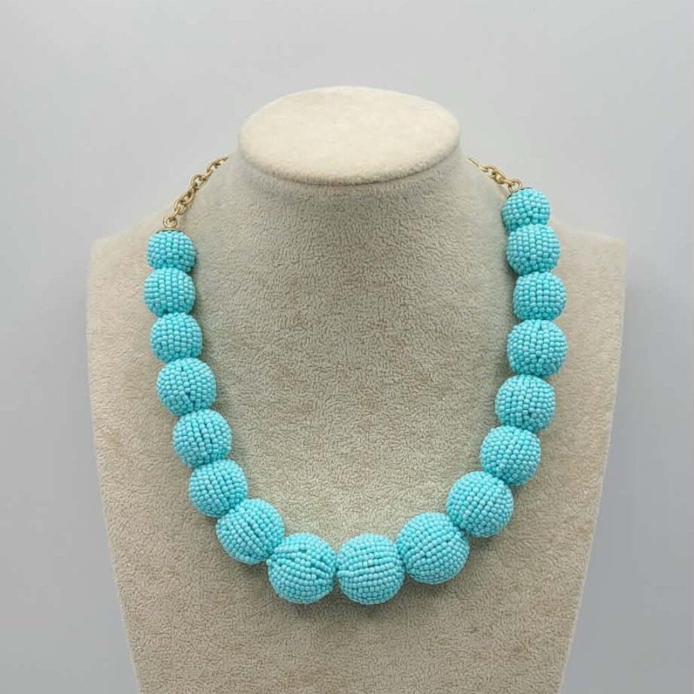 J Crew Factory Blue Beaded Necklace NWT!